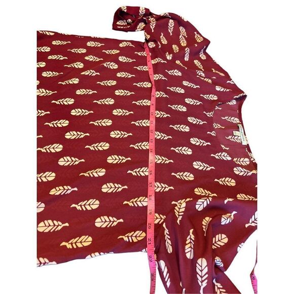 41 Hawthorn Womens Ellie Printed 3/4 Sleeve Blouse large Leaf Print burgundy - Picture 3 of 6